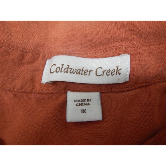 Coldwater Creek Button Up Shirt Plus Size‎ 1X Womens Red-Orange Short Sleeve * - Picture 4 of 9